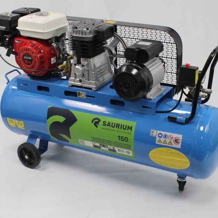 Compressor de Ar, Gasolina Elétrico, 150L, 5.5HP - SAURIUM