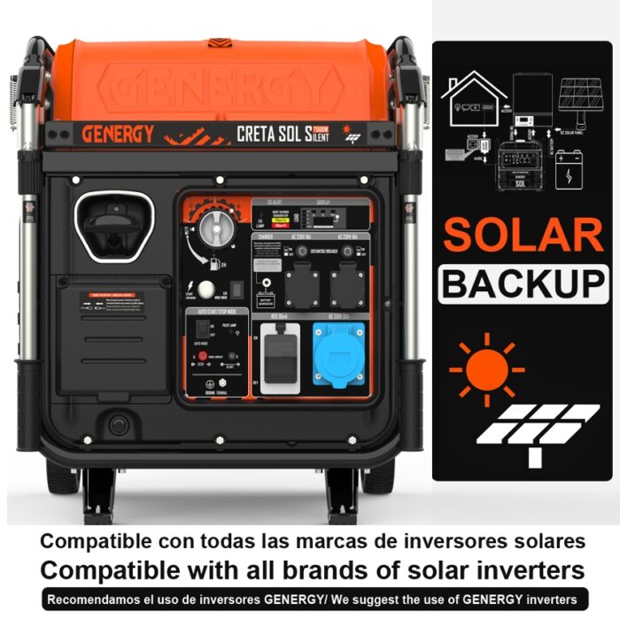 Gerador Inverter GENERGY Creta Silent Sol 7 5Kw Suporte em Energia Fotovoltaica Inversores 100% Compatíveis